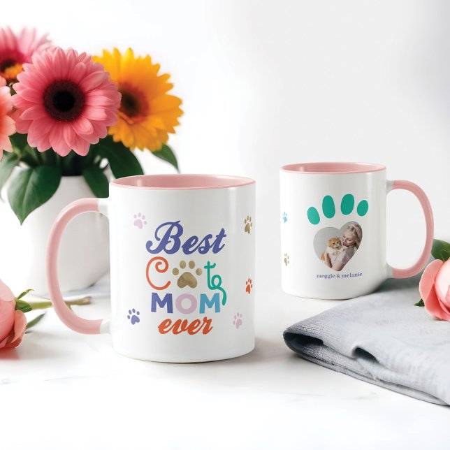 Caneca O Melhor Gato Humorístico Que A Mãe Já Personalizo (Fun Humorous Best Cat Mom Ever Personalized Photo Mug)