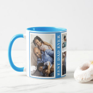 Caneca O melhor Pai de 5 fotos simples colagem branca