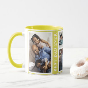 Caneca O melhor Pai já foi simples, colagem de 5 fotos am
