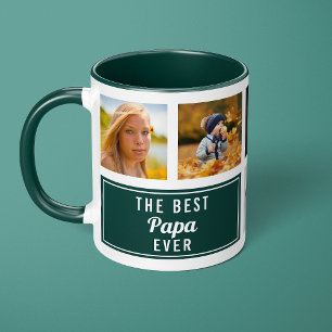 Caneca O Melhor Papai de Todos Colagem Verde Foto Persona