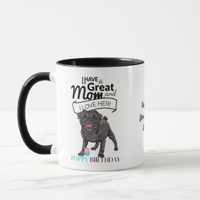 Caneca O MELHOR PUG DOG MOM personalizado (Esquerda)