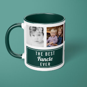 Caneca O Melhor Tio Funcle Já Verde Colagem Foto Tio