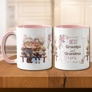 Caneca O melhor vovô e vovó já sentaram no banco