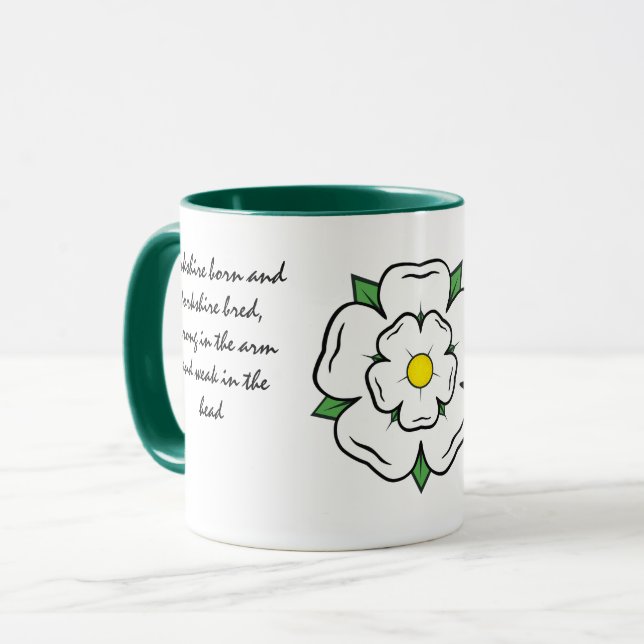 Caneca O nascer Yorkshire foi criado. White Rose Editável (Frente Esquerda)