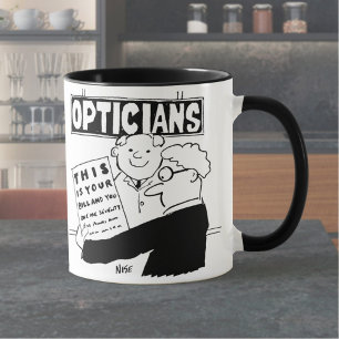Caneca O Óptico Apresenta O Projeto. Cartografia engraçad