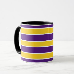 Caneca O ouro/bandas brancas roxas, listras, adiciona o