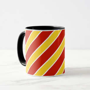 Caneca O ouro/bandas vermelhas e brancas, listras,