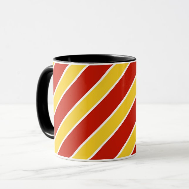 Caneca O ouro/bandas vermelhas e brancas, listras, (Frente Esquerda)