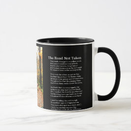 Caneca O outono não tomado da estrada - poema impresso na