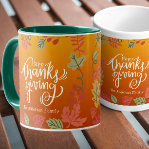 Caneca O outono Personalizado Deixa Feliz Ação de Graças