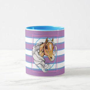 Caneca O Palomino (listras azuis, pretas e brancas)