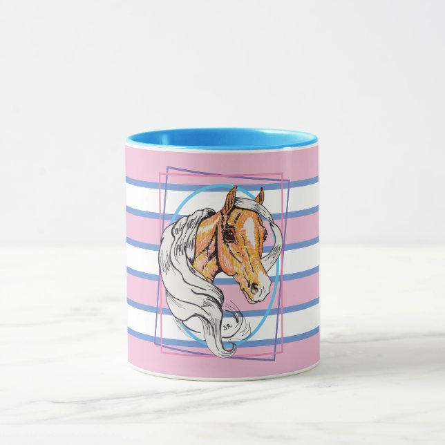 Caneca O Palomino (listras azuis, rosa e branca) (Centro)