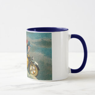 Caneca O papai noel monta uma motocicleta - Natal