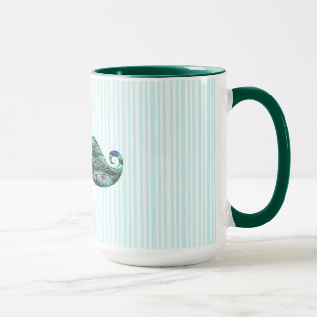 Caneca O pavão colorido engraçado empluma-se o bigode (Direita)
