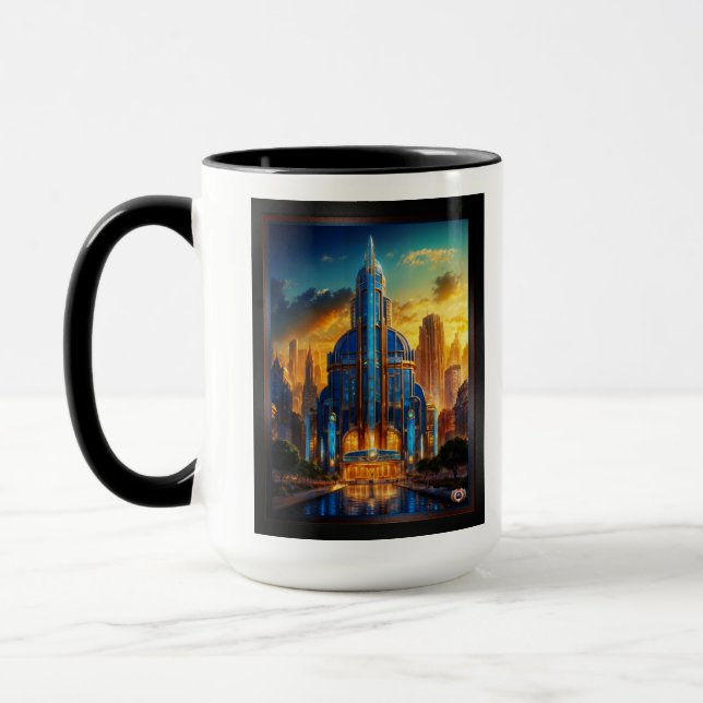 Caneca O Pavilhão do Plana Azul Deco Grande Arte de Xzend (Esquerda)