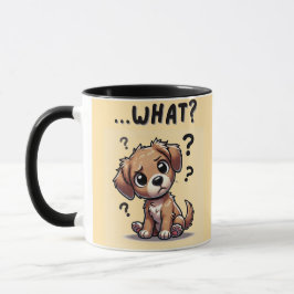 Caneca "...o quê?" Puppy com cartoon confundida