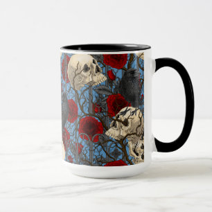 Caneca O segredo do Raven. Ilustração gótica escura e san
