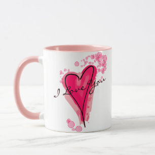 Caneca O SEU TEXTO Coração Cor-de-Água Rosa