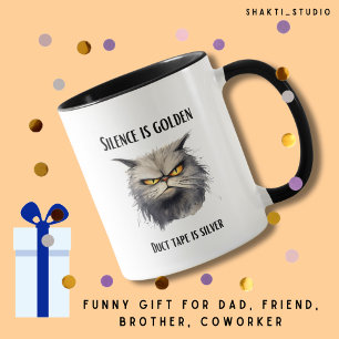 Caneca O silêncio é que a fita do ouro é um gato prateado