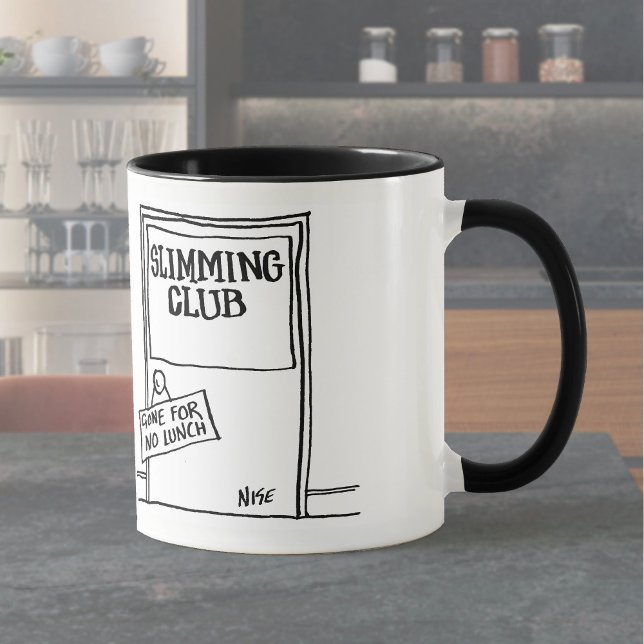 Caneca O Slimming Club tem Sinal dizendo "Foi-se sem almo (Criador carregado)