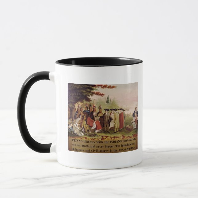 Caneca O Tratado de Penn com os indianos em 1682, c.1840 (Esquerda)