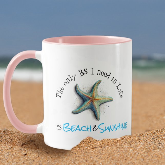 Caneca O único BS que eu preciso é Praia e Sol (Criador carregado)