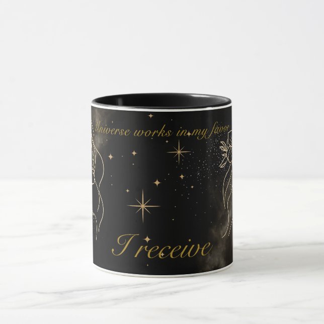 Caneca "O Universo Funciona A Meu Favor" Afirmação (Centro)