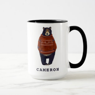 Caneca O urso vermelho da camisola da rena adiciona seu
