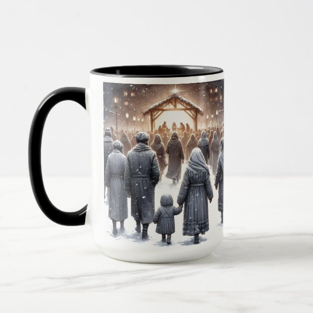 Caneca O Vem Todos Os Meus Justos Cafés De Natal (Esquerda)