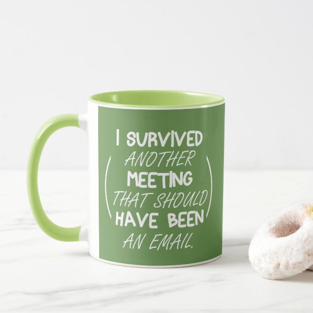 Caneca o verde branco uma outra reunião foi um email (Com Donut)