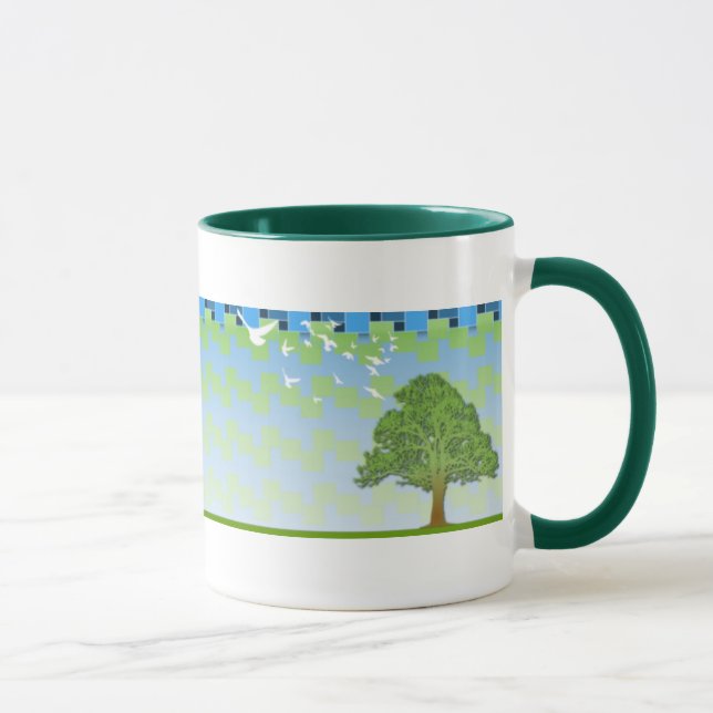 Caneca o verde da árvore do primavera esquadra o fundo (Direita)