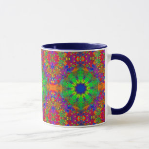 Caneca O verde limão alaranjado e o roxo Stars a mandala