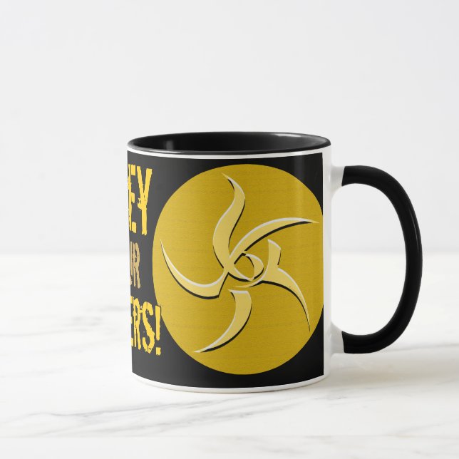 Caneca Obedeça aos Vossos Velhos! Sinal amarelo Ringer Mu (Direita)
