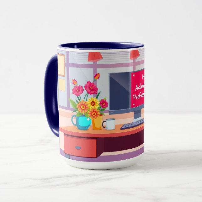Caneca Obrigado Admin Cena de Mesa de Trabalho de Desenho (Frente Esquerda)