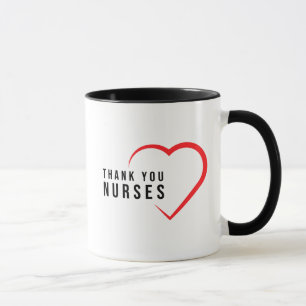 Caneca Obrigado Enfermeiras  Coração Vermelha