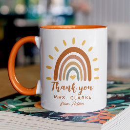 Caneca Obrigado Professor Nome Personalizado Boho Rainbow