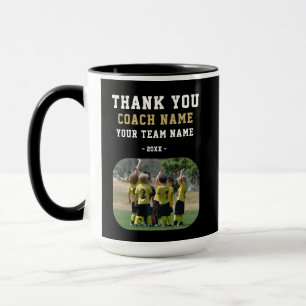 Caneca Obrigado Treinador com foto do nome da equipe