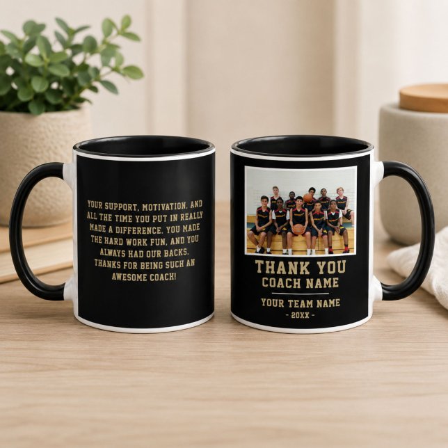 Caneca Obrigado Treinador Nome da Equipe Foto (Criador carregado)