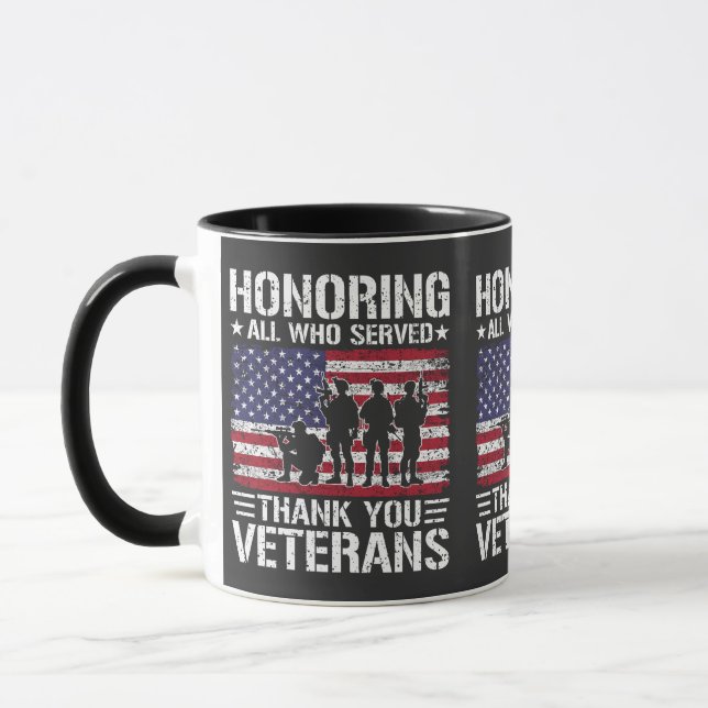 Caneca Obrigado Veteranos Presente Patriótico de Serviço  (Esquerda)