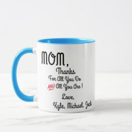 Caneca Obrigados Mãe Mug - Presente no Dia da Mãe Persona