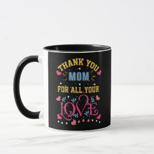 Caneca Obrigados mãe por todo seu amor, corações