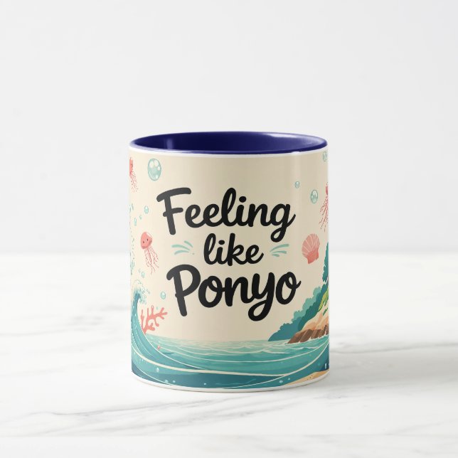 Caneca Oceano-Themed Mug, Pôyo Japonês Inspirado! (Centro)