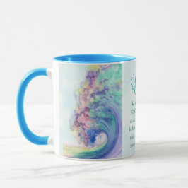 Caneca Oceano Wave Watercolor por Miranda Custom Text Blu