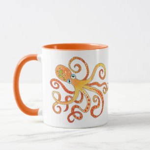 Caneca Octopus Laranja Engraçado