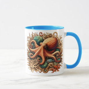 Caneca Octopus tocando tambores no oceano