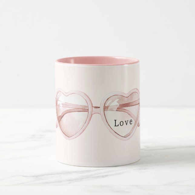 Caneca Óculos de Coração Rosa Amor (Centro)