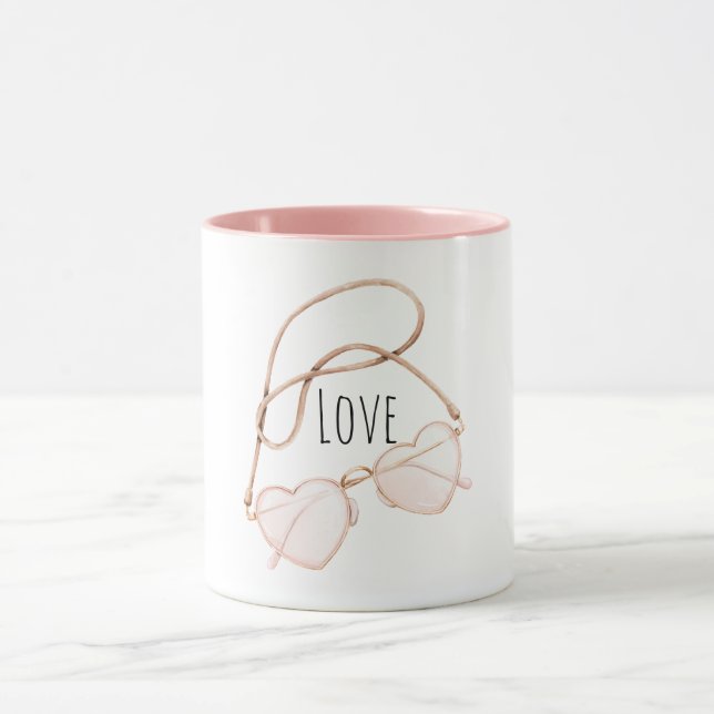 Caneca Óculos de Coração Rosa Bege (Centro)