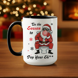 Caneca Óculos de sol do Papai Noel no Natal Engraçado Mal