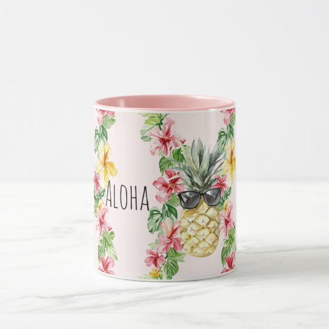 Caneca Óculos de Sol Florais de Abacaxi Tropical (Centro)