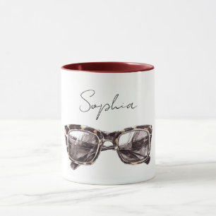Caneca Óculos de Sol Marrom Creme